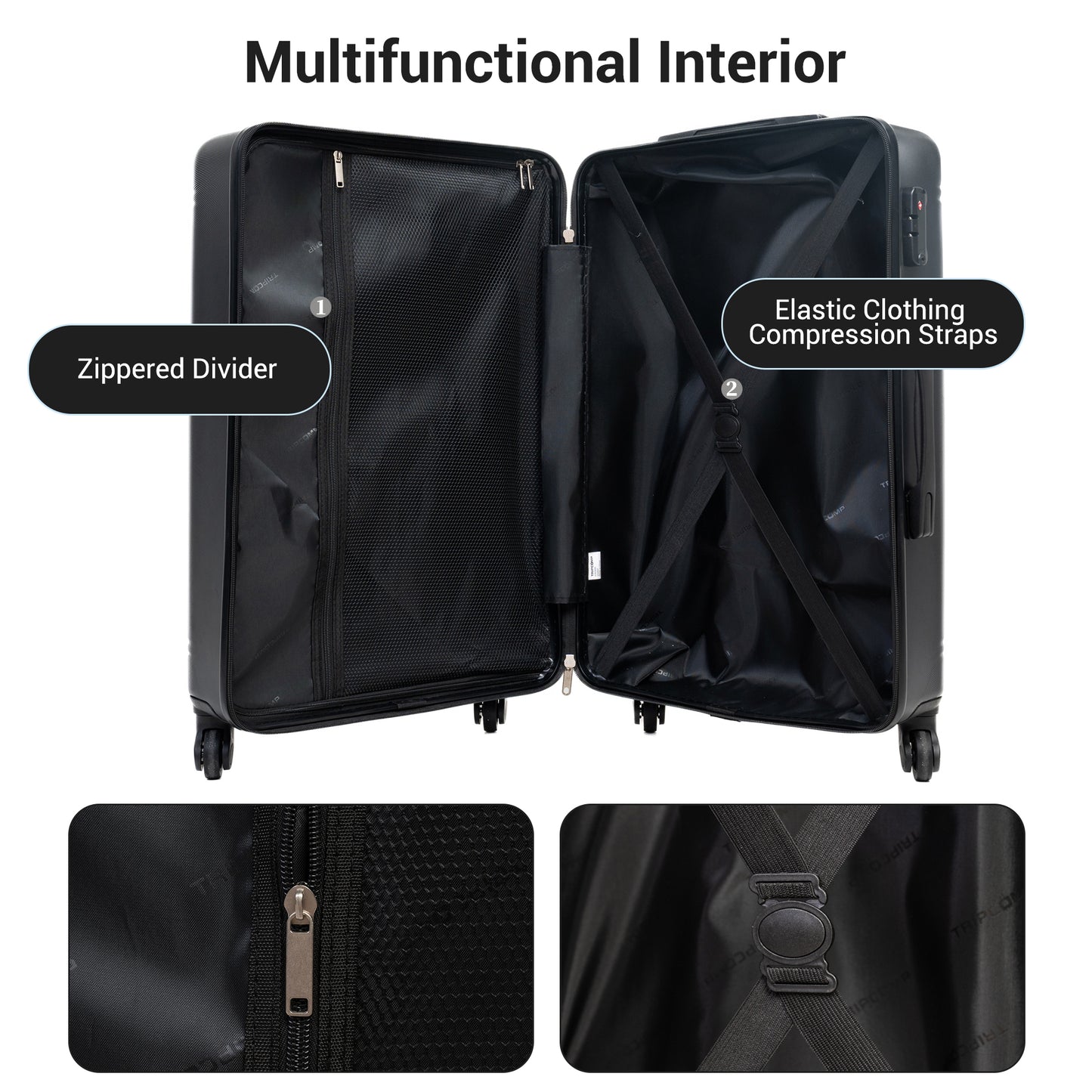 SESSLIFE 9-Piece Hardside Luggage Set, Complete with 20” Carry-On, 24” and 28” Checked Suitcases featuring TSA Locks, Smooth-Spinning Wheels and a Lightweight Design, Black