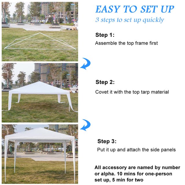 YOFE Party Tent 10x10 ft, Outdoor Canopy Tent for Party Wedding Parking Camping BBQ, Patio Tent for Backyard Garden, Waterproof Sun-proof Gazebo Tent no w/ Removable Sidewalls, White, D117