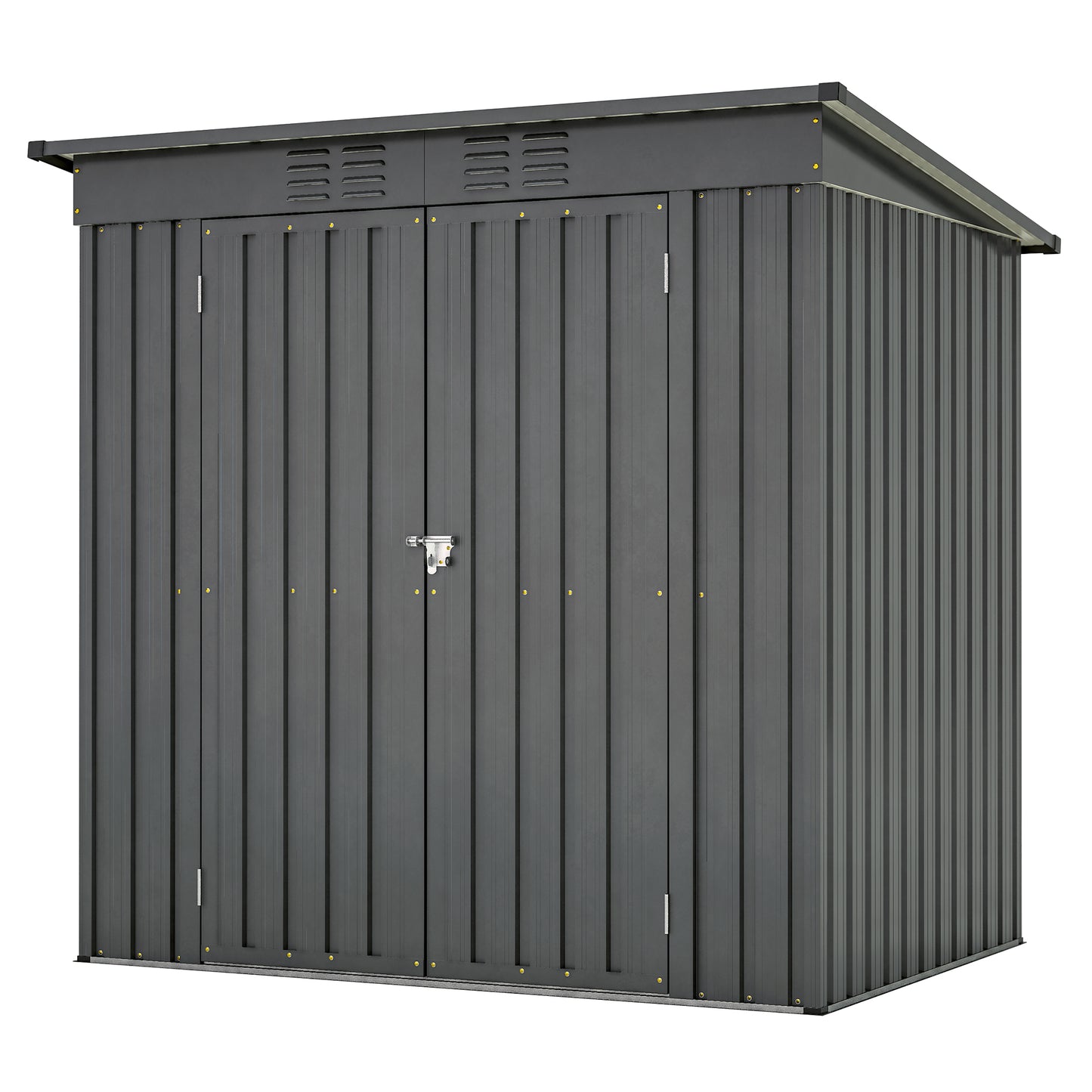 6 x 4 FT Sheds and Outdoor Storage, Metal Storage Shed with Single Lockable Door for Lawnmower, Garden Tools, Bike and Garbage Can, Black Outdoor Storage Cabinet