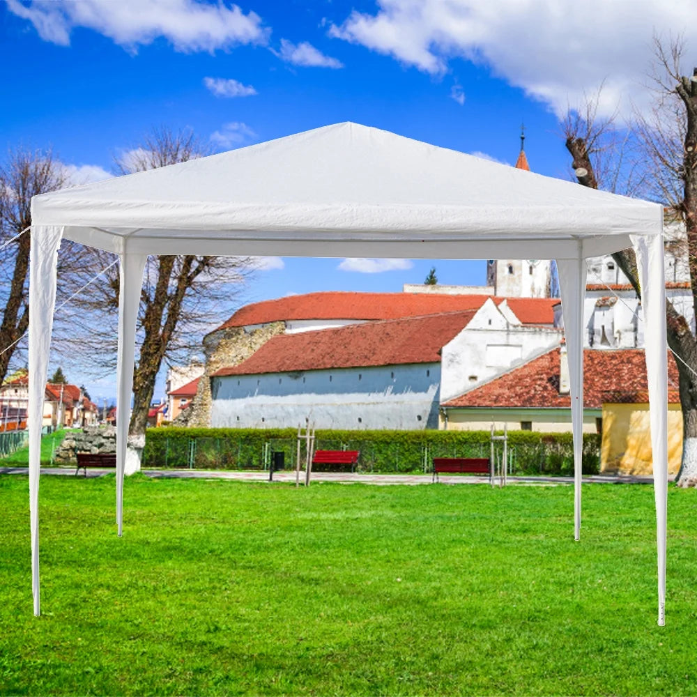 YOFE Party Tent 10x10 ft, Outdoor Canopy Tent for Party Wedding Parking Camping BBQ, Patio Tent for Backyard Garden, Waterproof Sun-proof Gazebo Tent no w/ Removable Sidewalls, White, D117