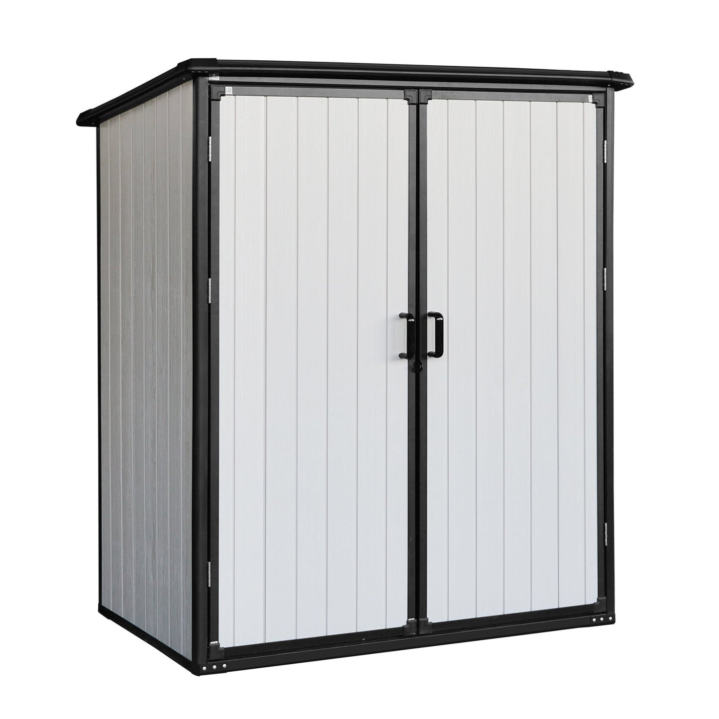 5 x 3 FT Resin Storage Shed, Outdoor Plastic Shed with Floor, Resin Backyard Garden Storage Shed for Tools, Patio Furniture, Pool Accessories, Black