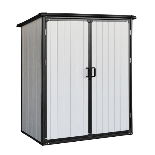 5 x 3 FT Resin Storage Shed, Outdoor Plastic Shed with Floor, Resin Backyard Garden Storage Shed for Tools, Patio Furniture, Pool Accessories, Black