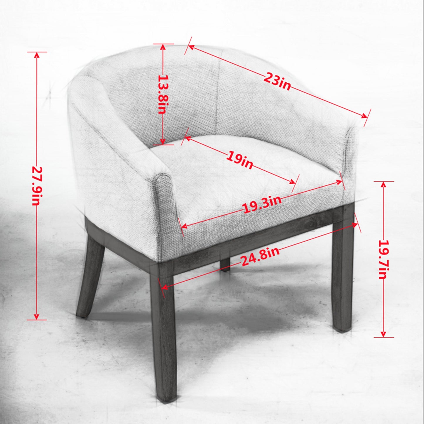 Sesslife Upholstered Dining Chairs Set of 4, Modern Linen Barrel Dining Room Chairs with Arms, Wood Legs, Mid Century 19” W Accent Chair, Kitchen Chairs for Dining Room, Living Room, Bedroom