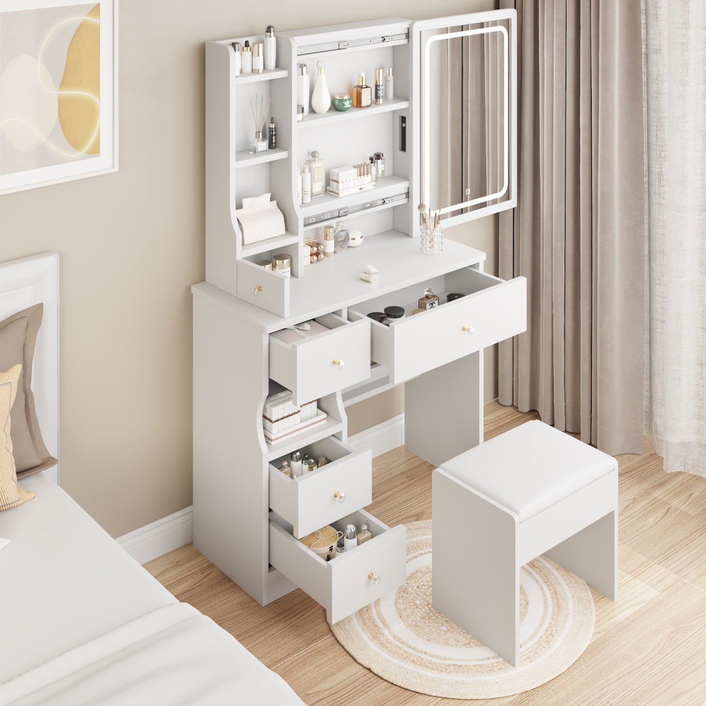 PORKISS Vanity Set with Sliding Mirror