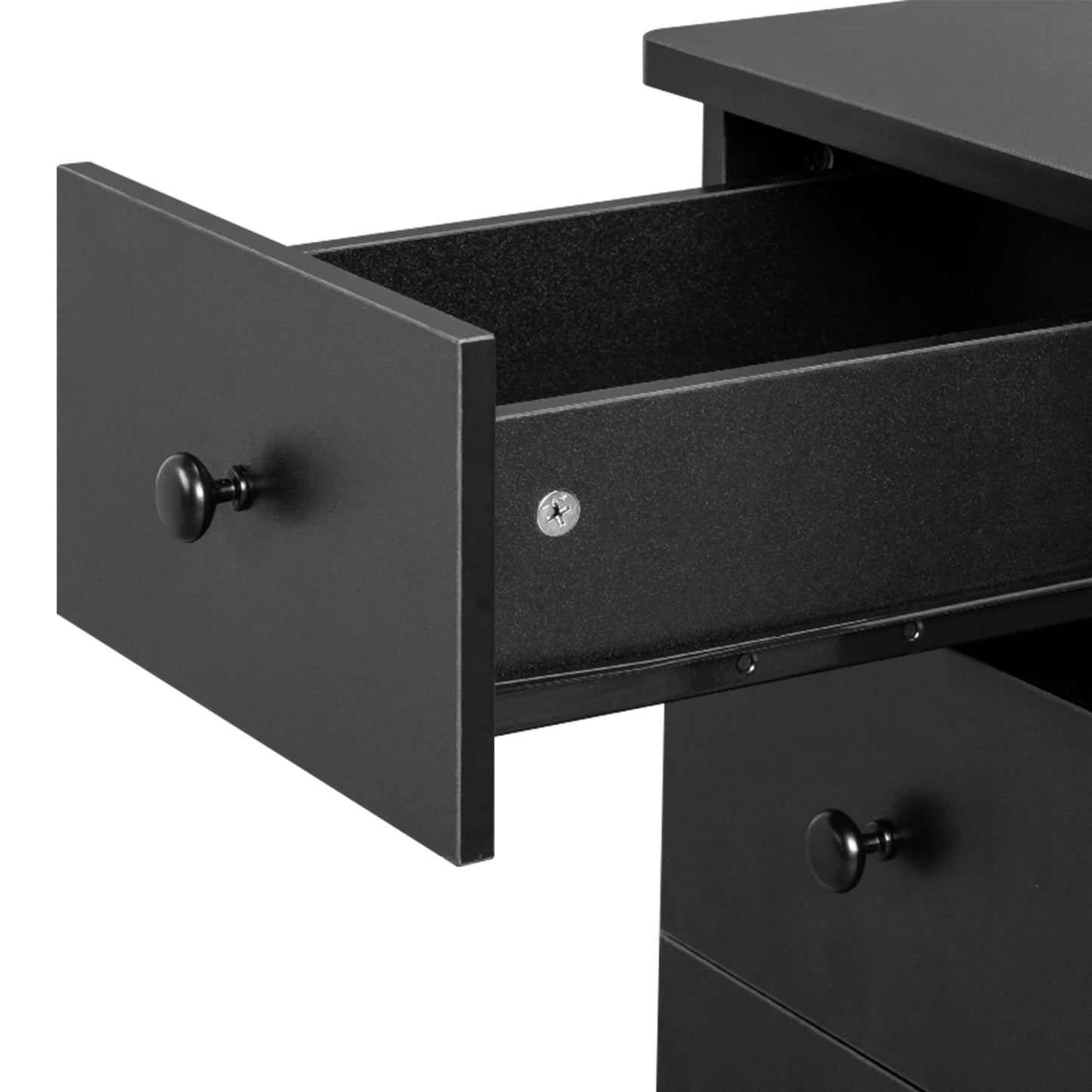 SESSLIFE Portable Nail Tech Table, Foldable Manicure Table with 2 Drawers and Cabinet, Mobile Nail Station on Wheels, Black MDF Nail Desk for Home Salon and Professional Use, Black