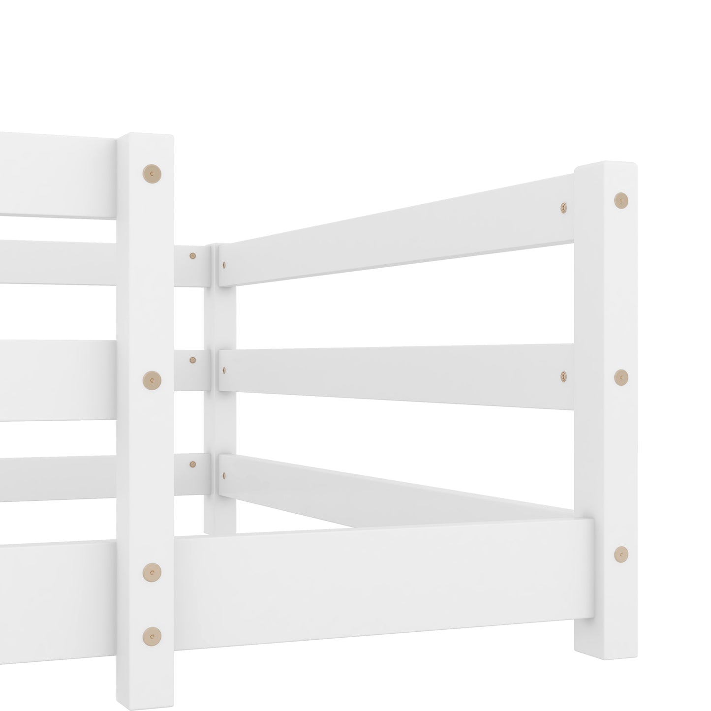 Sesslife Twin Size Floor Bed with Door and Fence, Wood Twin Floor Platform Bed with Slats, Toddler Bed for Kids Boys Girls, Montessori Bed, No Box Spring Needed, Oak