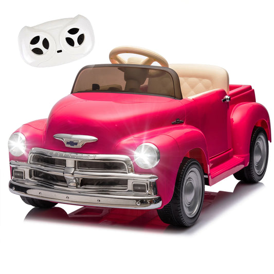 12V Chevrolet 3100 Ride On Truck Car for Kids with Remote Control, Vintage Electric Car for Boys Girls with LED Lights, USB, Bluetooth, Music, Battery Powered Kids Electric Vehicle, Ages 3+