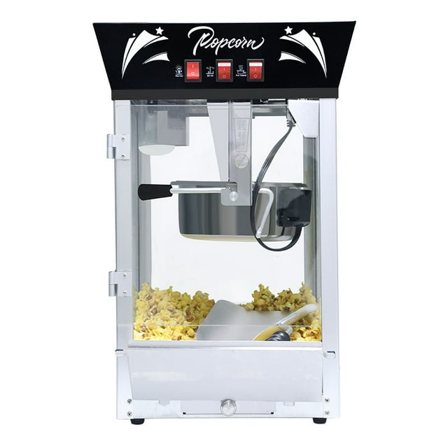 Commercial Popcorn Maker Machine, 12 oz Kettle Stainless Steel Popcorn Machine with Tempered Glass, Warming Deck, 850W Countertop Popcorn Popper for Movie Theatre, Parties