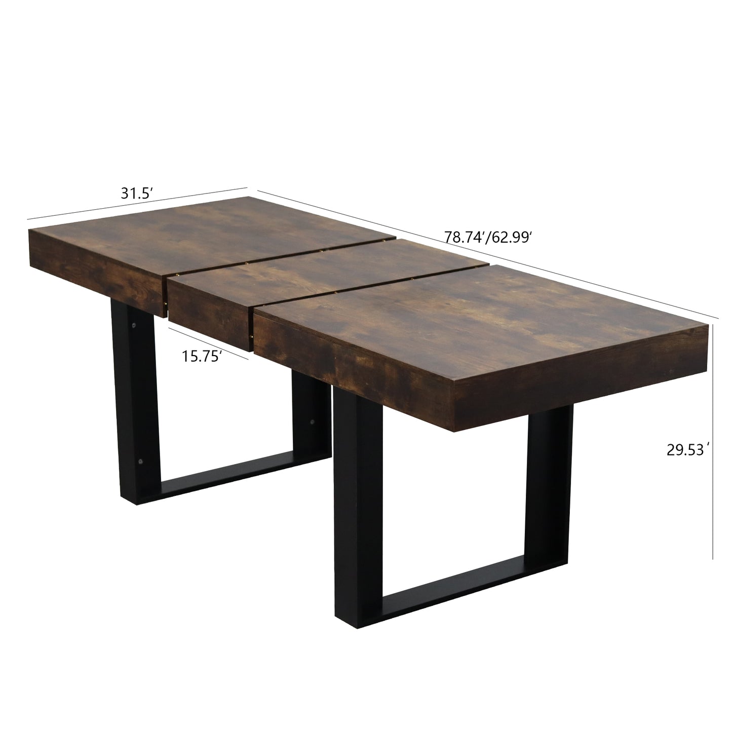 SESSLIFE Expandable Dining Table for 6 to 10 People, Modern Farmhouse Kitchen Table with Extensible Leaf, Rustic Dining Table with Strong Legs, 63 to 78.7 Inch, Deep Rustic Brown