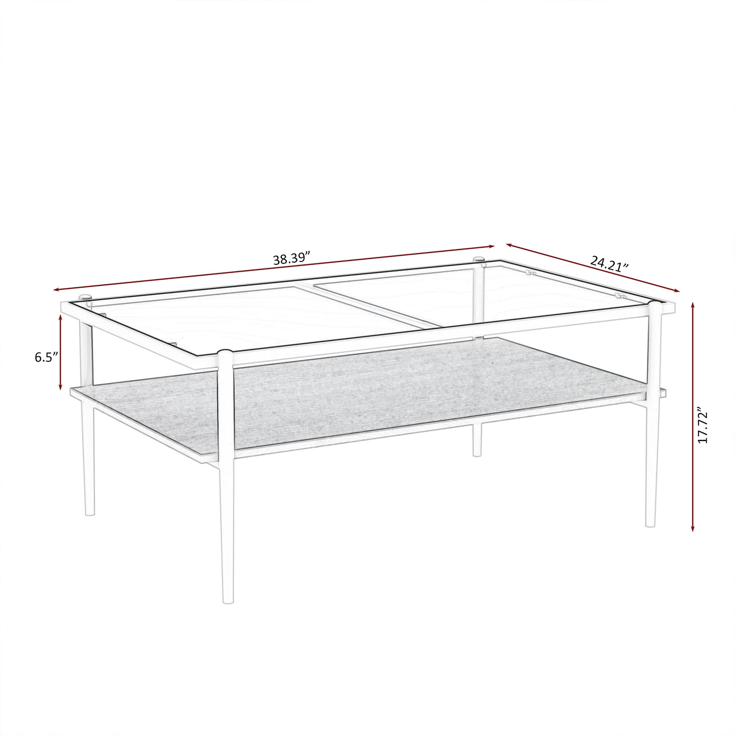 SESSLIFE Modern Rectangle Coffee Table with Glass Table Top, Easy to Clean Tempered Surface Ideal for Small Space, Stylish Yet Functional Living Room Accent, White