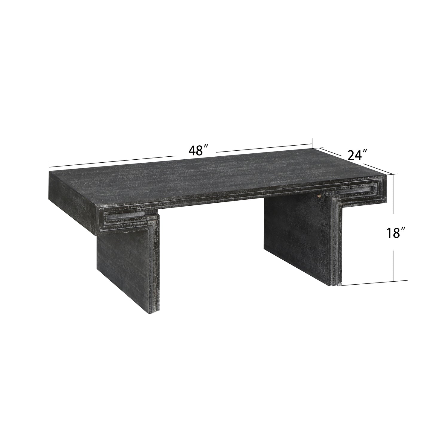 SESSLIFE Large Rectangular Coffee Table for Living Room, Industrial Vintage Aesthetic with Dual Shelves, Farmhouse Rustic Style and Sturdy Wood Construction, Antique Black