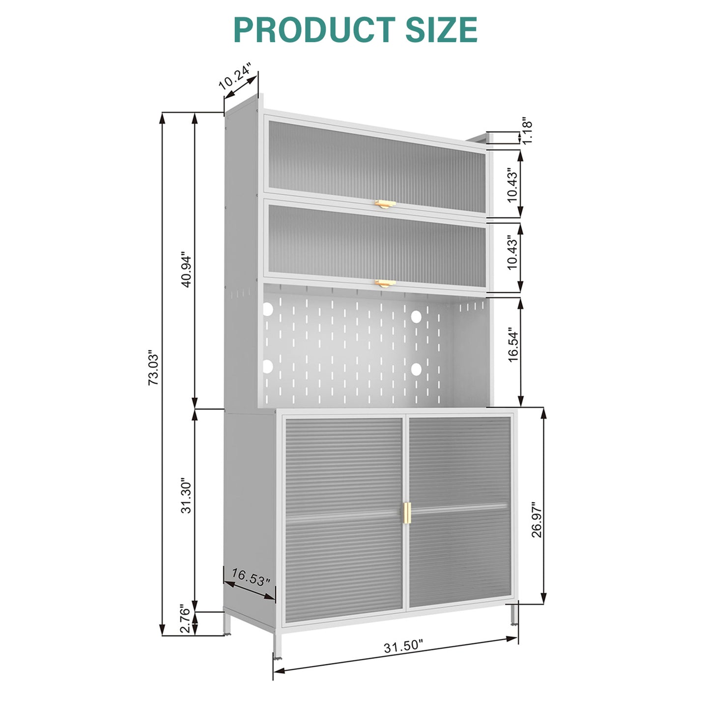 SESSLIFE 73" Tall Spacious Pantry Cabinet with Flip Door, 6-Tier Anti-Tip Design Metal Storage Cabinet, Adjustable Shelves for Kitchen, Dining Room, Living Room in White