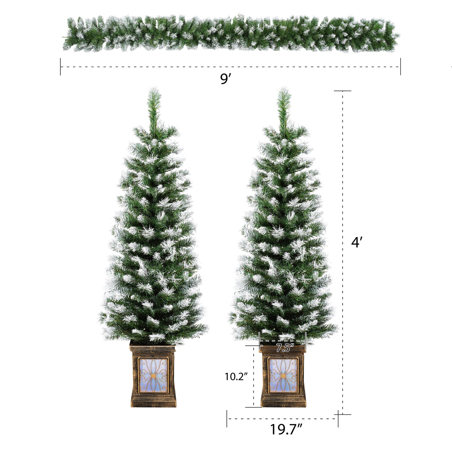 3-Piece Pre-Lit Christmas Wreath Set, SESSLIFE Artificial Norfolk-Style Wreath and Entrance Trees for Holiday Home Decor, Easy Assembly, White-Green
