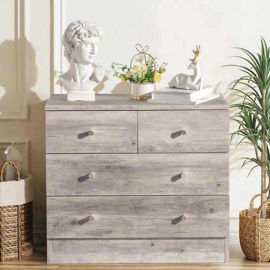 ENYOPRO 4 Drawers Dresser, Clothes Cabinet Storage Organizers, Wood Dresser for Kids and Adults, Chest of Drawers for Bedroom, Living Room, Hallway,Gray