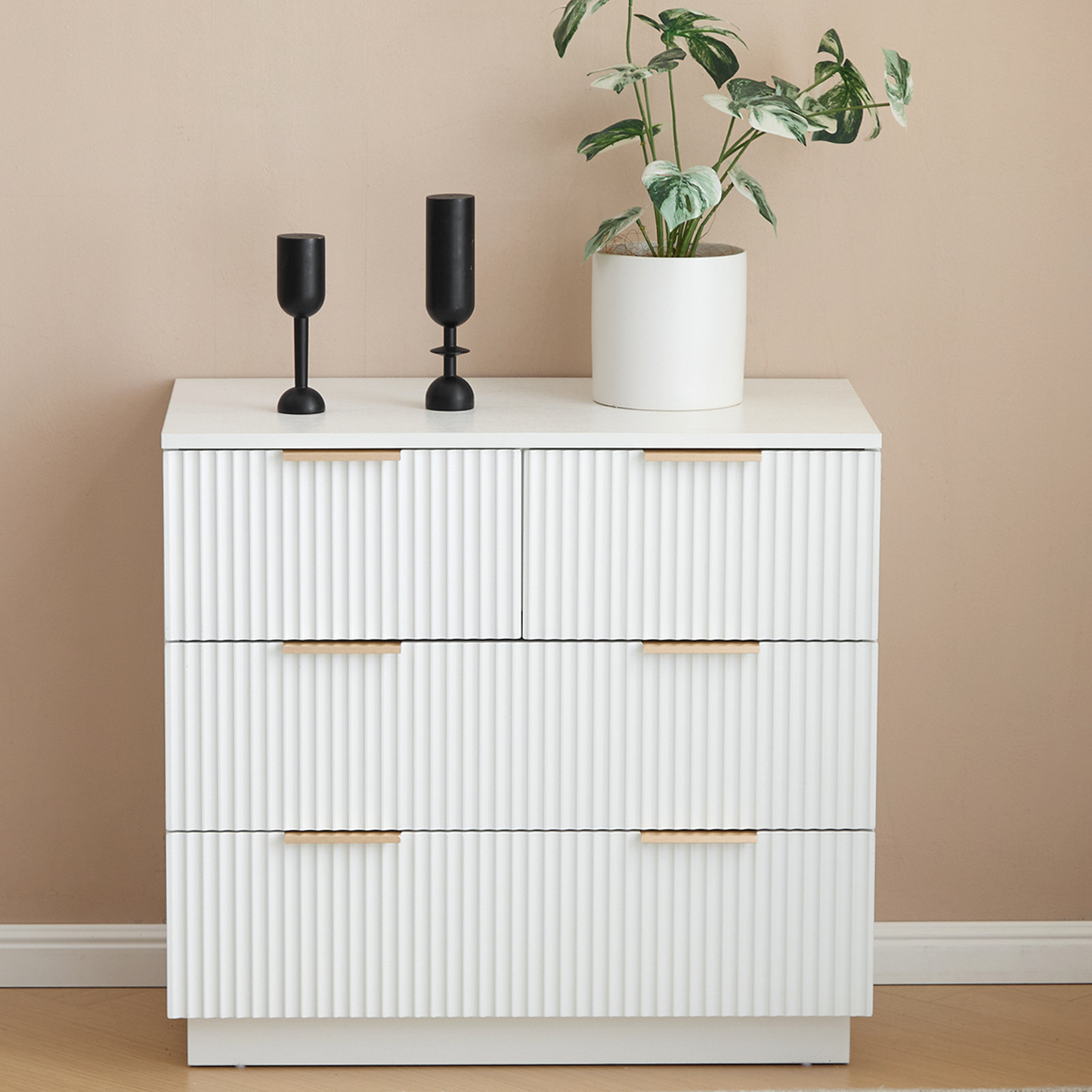 ENYOPRO 4 Drawers Dresser, Clothes Cabinet Storage Organizers, Chest of Drawers for Bedroom, Living Room, Hallway,White