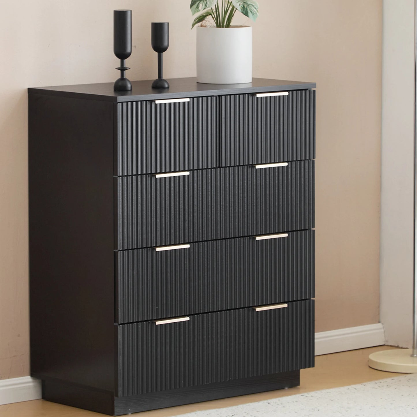 ENYOPRO 4 Drawers Dresser, Clothes Cabinet Storage Organizers, Chest of Drawers for Bedroom, Living Room, Hallway,White