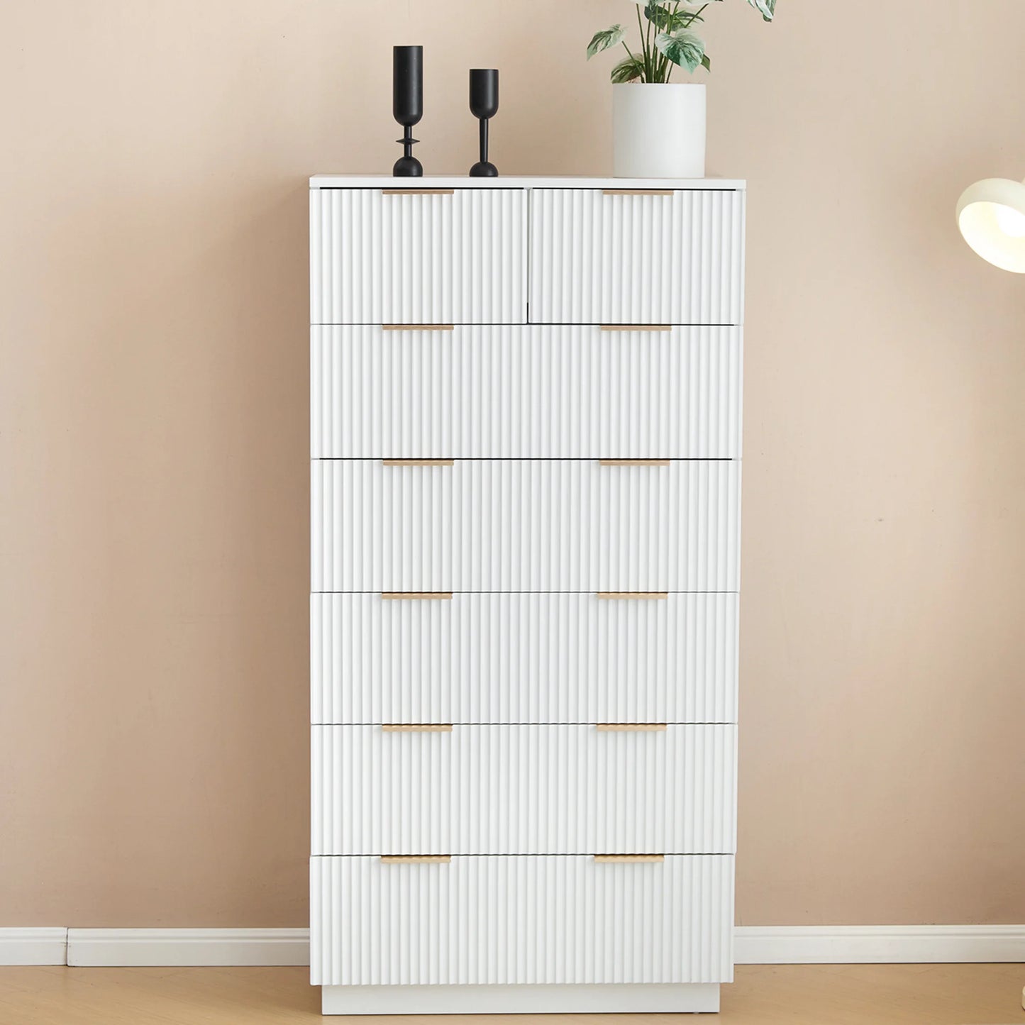 ENYOPRO 4 Drawers Dresser, Clothes Cabinet Storage Organizers, Chest of Drawers for Bedroom, Living Room, Hallway,White