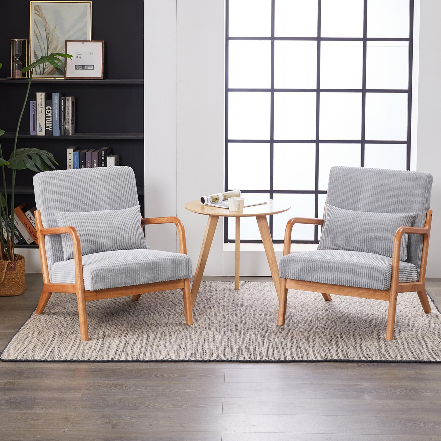 ENYOPRO Accent Chair, Upholstered Comfy Single Sofa with Wood Feet, Mid Century Armchair for Bedroom, Living Room, Modern Comfy Reading Chair, Beige