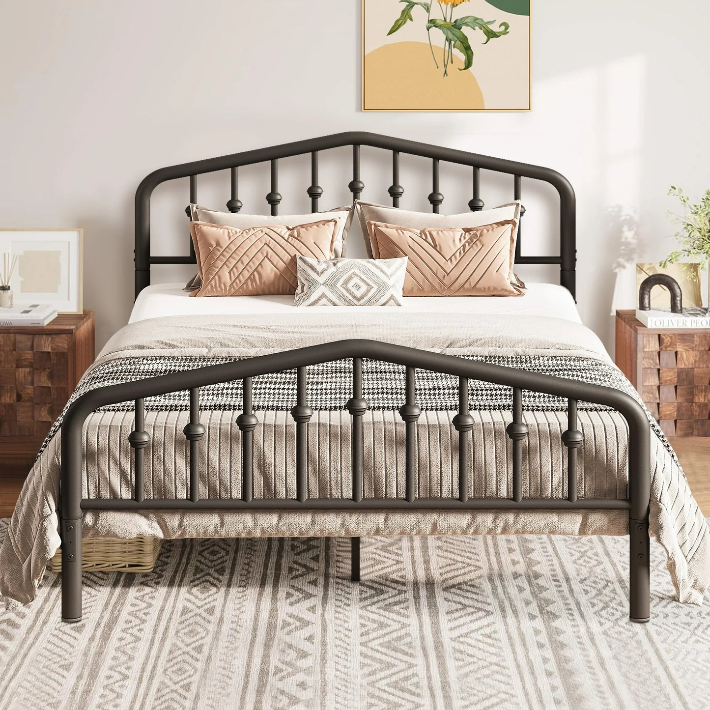 SESSLIFE Twin Metal Platform Bed, Modern Twin Bed Frame with Headboard and Footboard, No Need Box Spring, Strong Metal Slat Support, Easy Assembly, Black