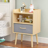 ENYOPRO Oak Night Stand with Drawer and Shelf, 2-Tier Storage End Table, Versatile Nightstand for Kids Adults, Modern End Side Table for Home and office