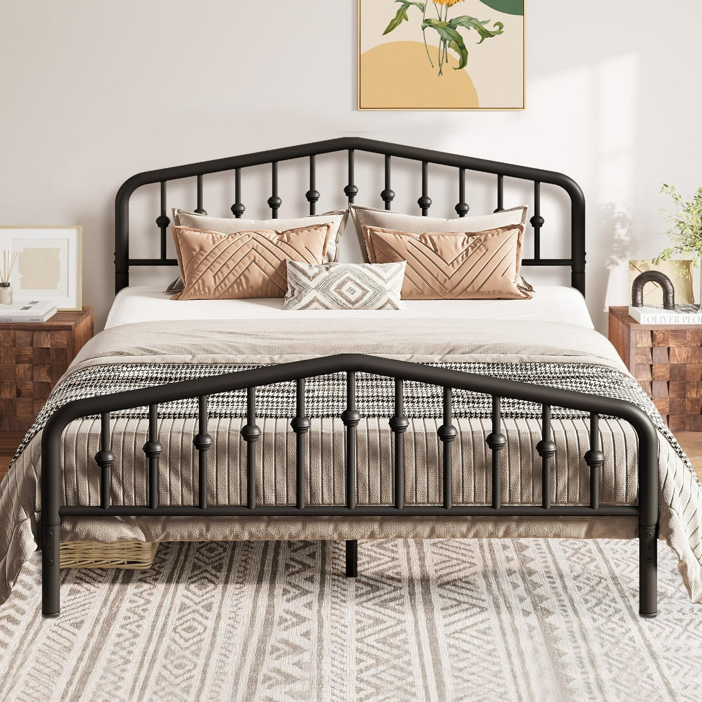 SESSLIFE Twin Metal Platform Bed, Modern Twin Bed Frame with Headboard and Footboard, No Need Box Spring, Strong Metal Slat Support, Easy Assembly, Black