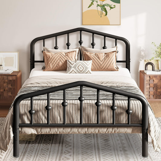 SESSLIFE Twin Metal Platform Bed, Modern Twin Bed Frame with Headboard and Footboard, No Need Box Spring, Strong Metal Slat Support, Easy Assembly, Black