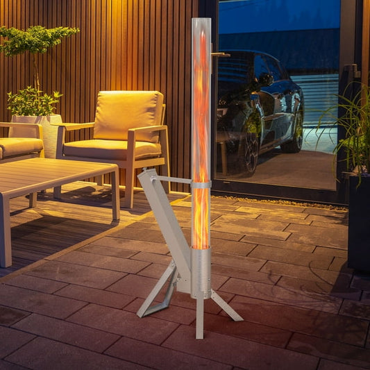Enyopro Outdoor Smokeless Pellet Heater, Portable 430 Stainless Steel Glass Tube, Patio Pellet Torch with Tripod, Upgraded Ashtray, Eco-Friendly Wood Heater for Backyard, Patio, Camping