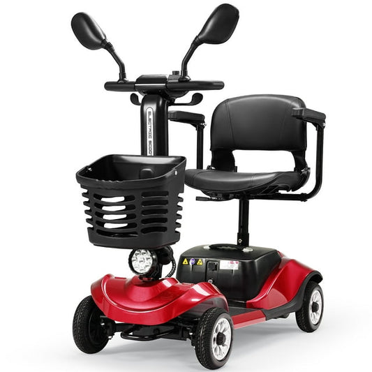Foldable 4 Wheel Mobility Scooter for Adults and Seniors, Electric Lightweight Portable Power Scooter with Seat, Basket & LED Lights, Compact Travel Mobility Scooter for Elderly