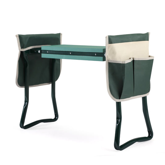 Folding Garden Kneeler and Seat, Garden Bench for Kneeling and Sitting, Heavy Duty Garden Kneeler with Tool Gloves, Green
