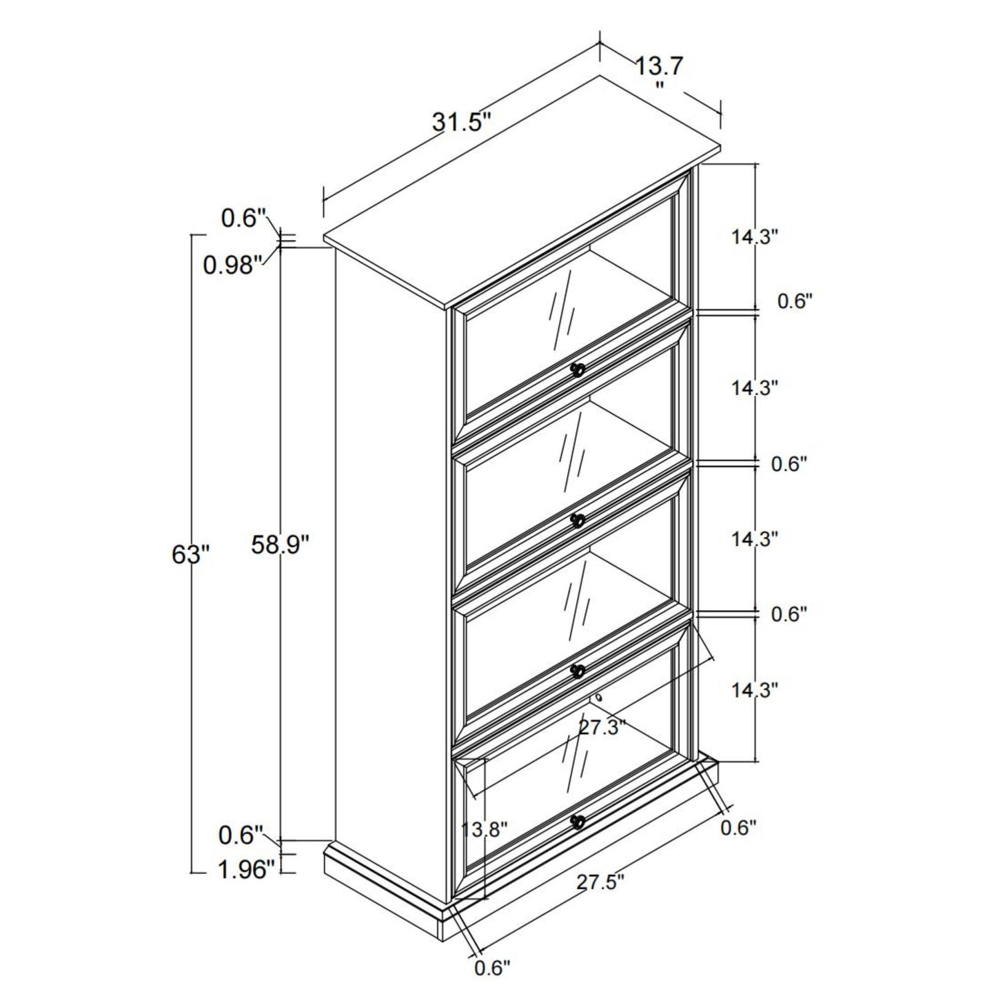 SESSLIFE 4 Tier Glass Display Cabinet with Flip Up Glass Doors, White Curio Cabinet for Collectibles, Books and Toy Figures, Modern Storage Bookcase for Living Room Bedroom Office
