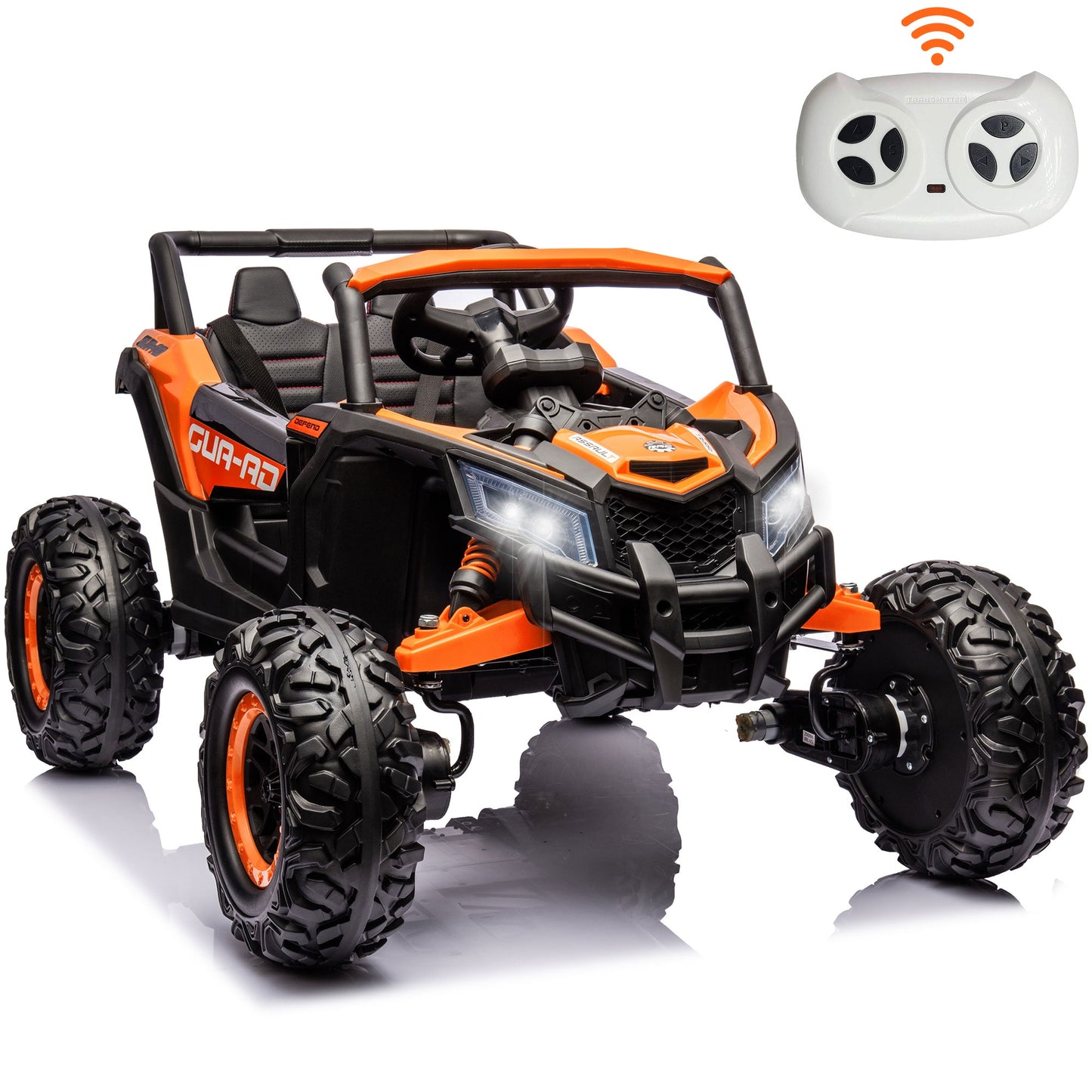 24V Ride on UTV for Kids, Battery Powered Ride on Car with Parental Remote control, Music Player, 4 Wheel Shock Spring, 3 Point Safety Belt, Ride on Toy for Boys and Girls 3 4 5 6 Years Olds, Black