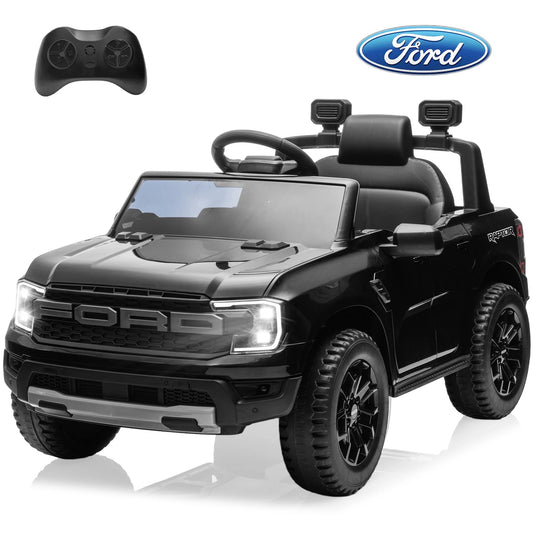 12V Powered Ride on Truck Toys for Kids, Ford Ranger Raptor Ride on Cars with Remote Control, Play, LED Lights, Safety Belt, 4 Wheels Suspension Electric Cars for 3-5 Years Boy Girl