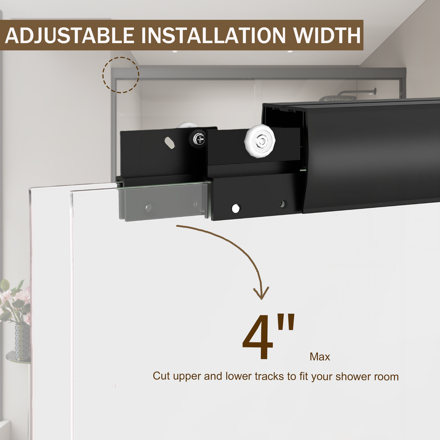 SESSLIFE 56-60" Modern Adjustable Shower Door, Semi-Frameless Matte Black, 1/4 Inch Tempered Glass with Bilateral Installation, Anti-Leak Seal for Walk-in Shower/Bathtub, 72" H