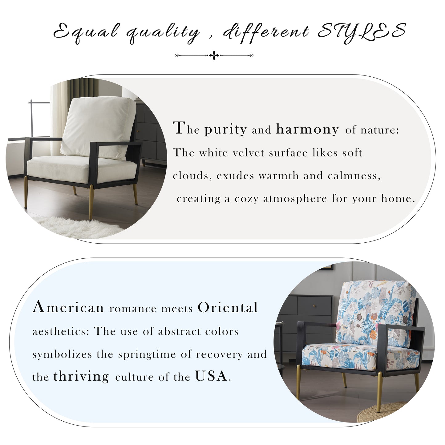 SESSLIFE Upholstered Velvet Accent Chair, Modern White Lounge Arm Chair with Solid Rubberwood Frame and Gold Metal Legs, Reading Chair for Living Room, Bedroom, Balcony