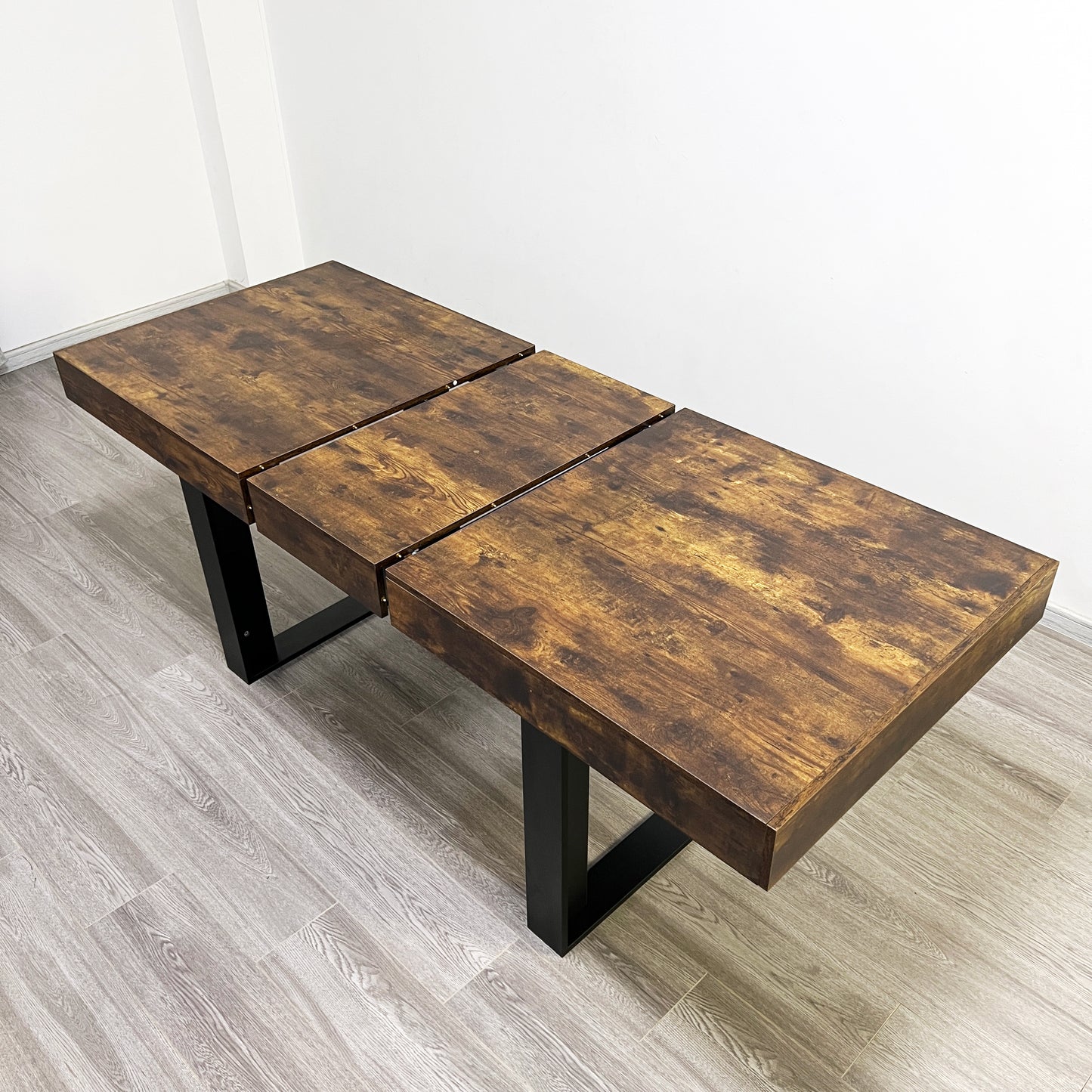 SESSLIFE Expandable Dining Table for 6 to 10 People, Modern Farmhouse Kitchen Table with Extensible Leaf, Rustic Dining Table with Strong Legs, 63 to 78.7 Inch, Deep Rustic Brown