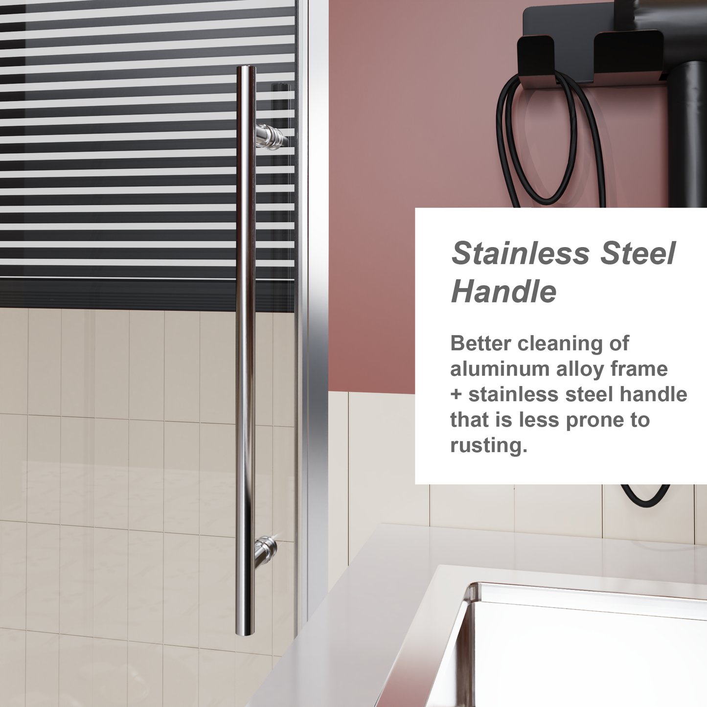 SESSLIFE 60x72 inch Frameless Sliding Shower Door, 1/4" Tempered Glass with Adjustable Aluminum Rail, Chrome Stainless Steel Handle and Zinc Alloy Rollers, Reversible Bathroom Tub Door