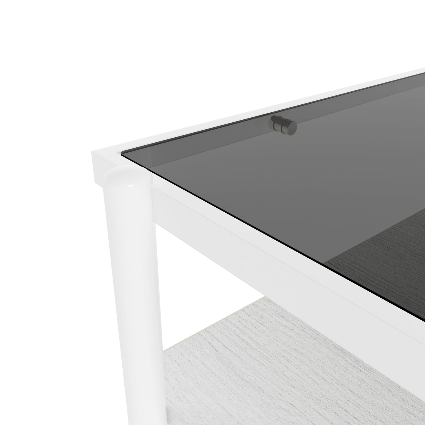 SESSLIFE Modern Rectangle Coffee Table with Glass Table Top, Easy to Clean Tempered Surface Ideal for Small Space, Stylish Yet Functional Living Room Accent, White