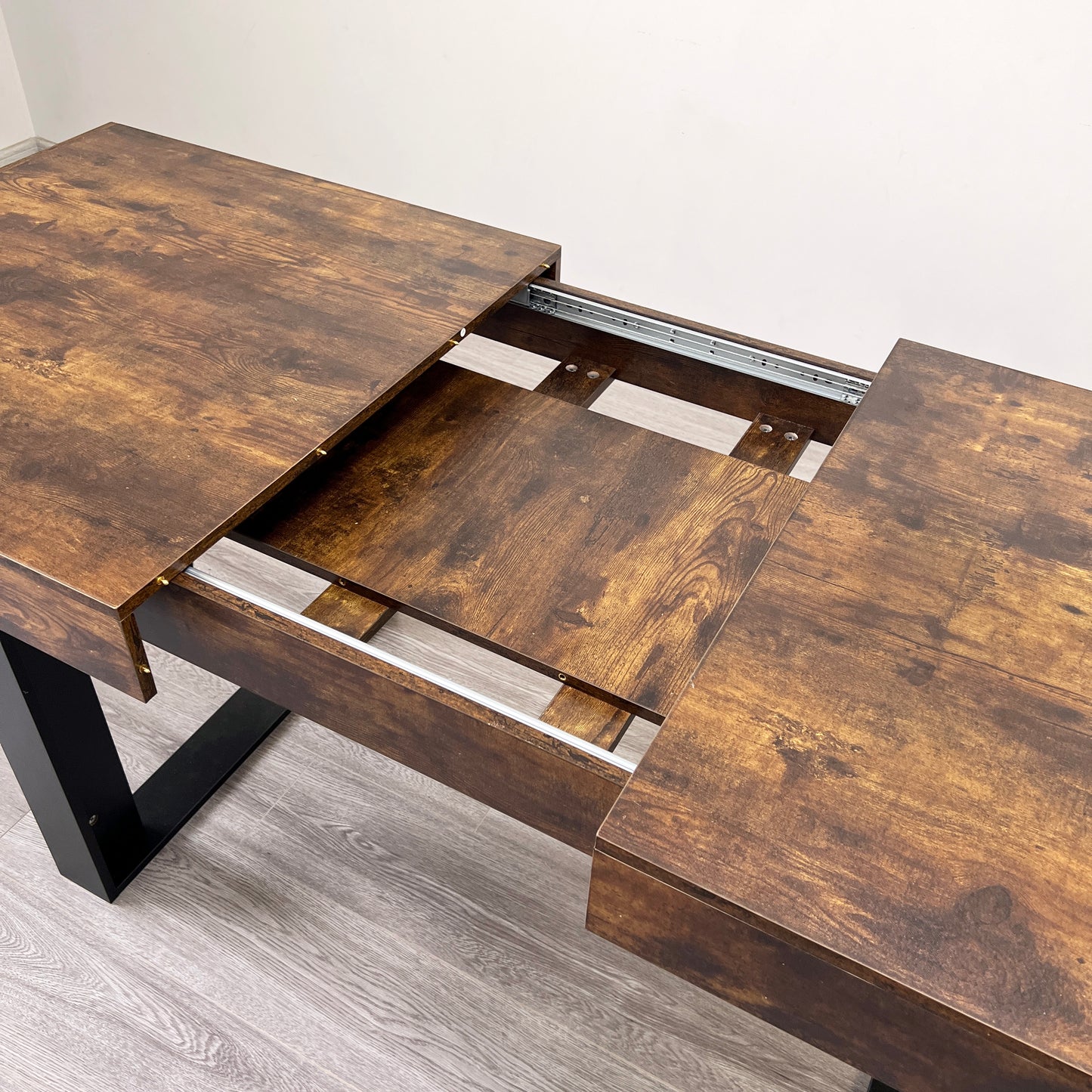 SESSLIFE Expandable Dining Table for 6 to 10 People, Modern Farmhouse Kitchen Table with Extensible Leaf, Rustic Dining Table with Strong Legs, 63 to 78.7 Inch, Deep Rustic Brown