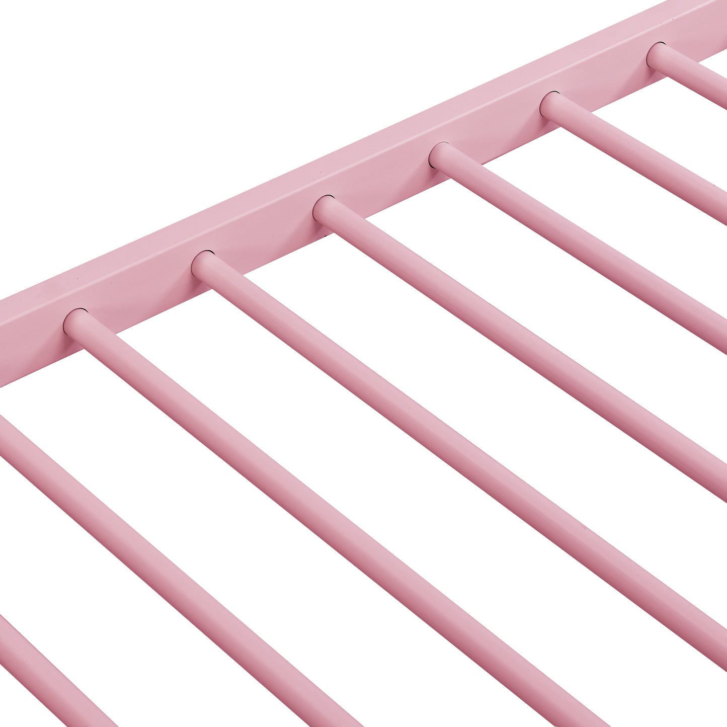 PARPOOS Metal Twin Over Twin Bunk Bed with 2 Ladders, Twin Bunk Beds fo Teens with Full Length Guardrails, Convertible Bunk Bed Can Be Divided Into 2 Twin Beds, No Box Spring Needed, Pink