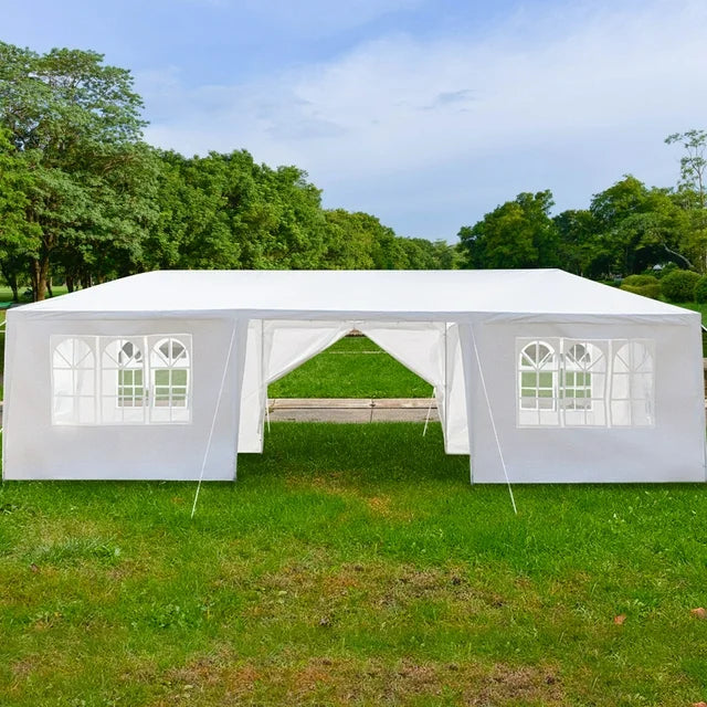 Outdoor Canopy Tent for Party, YOFE 30x10 ft Wedding Tent Canopy Party Tent for Camping Beach BBQ Shelter, Waterproof Sunproof Garden Party Tent with 8 Side Wall, White Portable Gazebo, D188