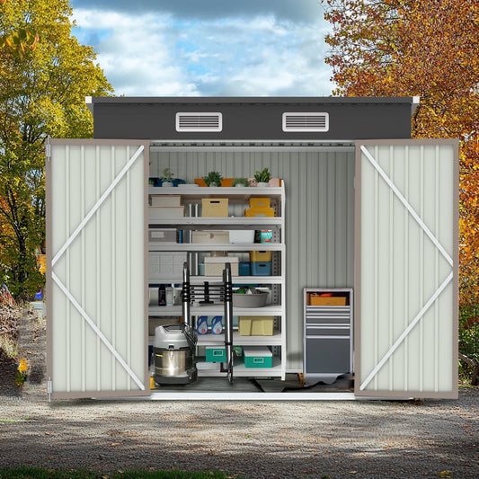 Outdoor Storage Shed 6x4 Ft, ENYOPRO Lockable Metal Garden Shed, Tool Shed Tiny House Vertical Outside Storage Building for Backyard, Lawn, Patio, Bike, Brown