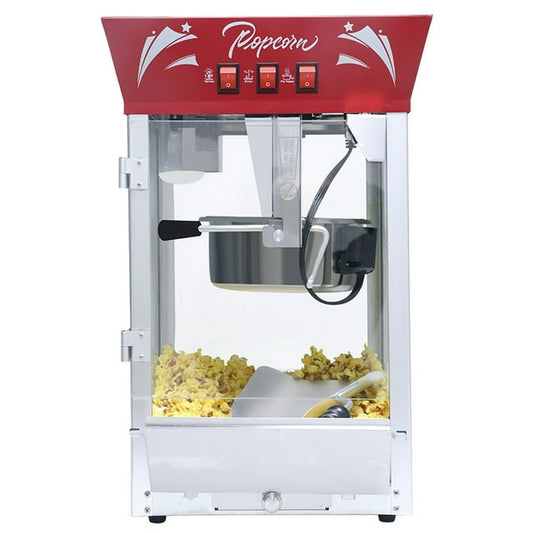 Commercial Popcorn Maker Machine, 12 oz Kettle Stainless Steel Popcorn Machine with Tempered Glass, Warming Deck, 850W Countertop Popcorn Popper for Movie Theatre, Parties