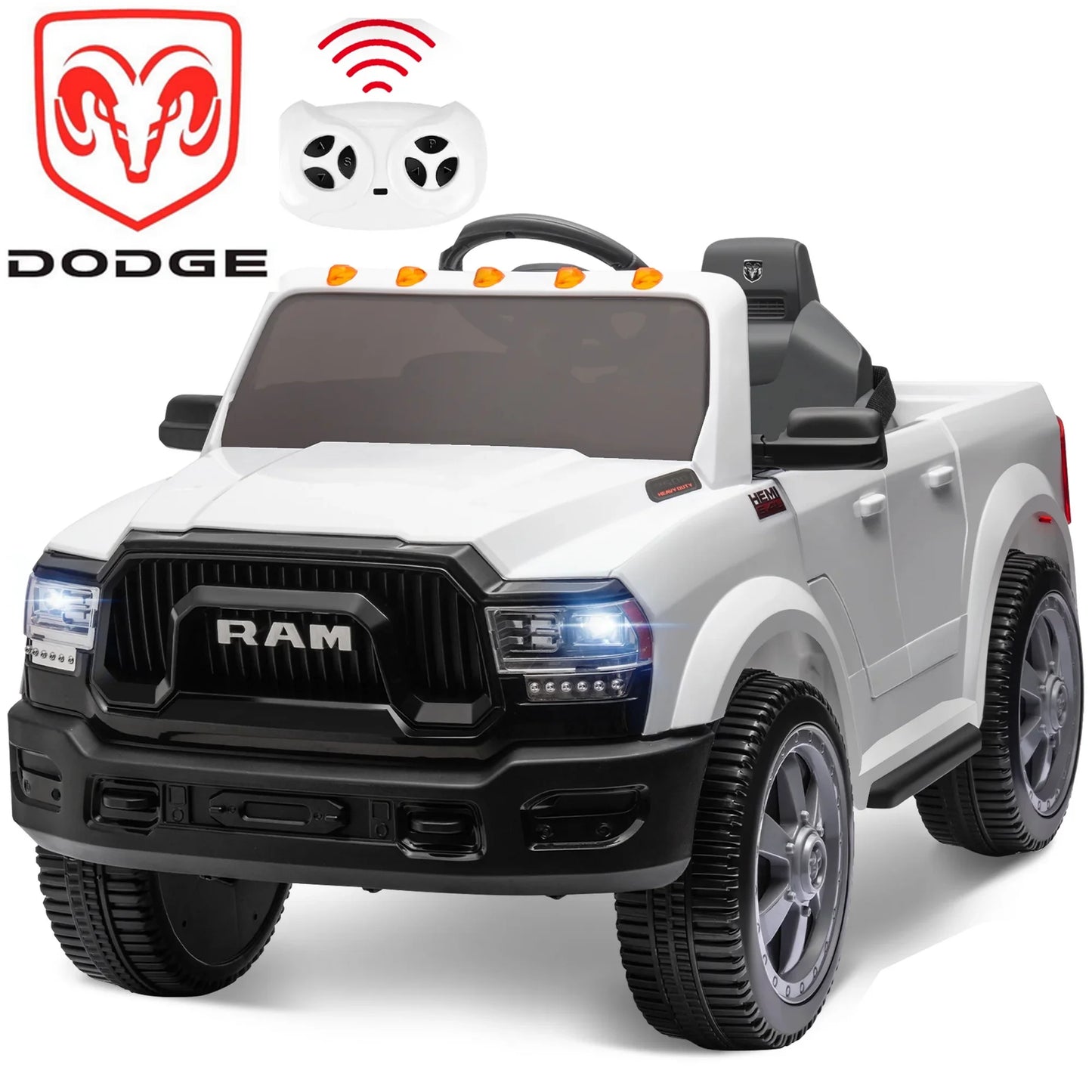 Ram Ride on Car Toys, 12V RAM 2500 Powered Ride on Toy Truck with Remote Control, Electric Car for Kids Girls 3-5 w/ Bluetooth, Rear Storage Trunk, Safety Belt, Rear Wheel Suspension, Pink