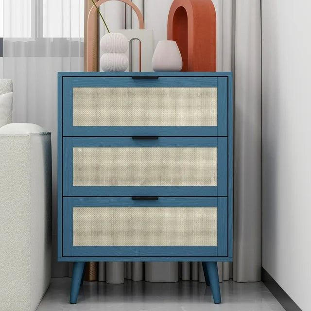 SESSLIFE 3 Drawer Nightstand, Nightstand for Bedroom with 3 Wood Drawers and Smooth Rail, Wood Dressers of Drawers for Bedroom Living Room Closet, Black