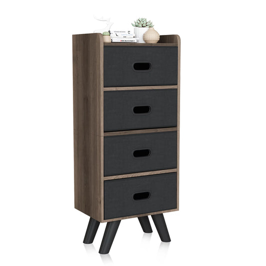 SESSLIFE 4-Drawer Cabinet, Gray Floor Cabinet, Multifunctional Wood Standing Cabinet, Storage Organizer for Bedroom, Kitchen, Living Room