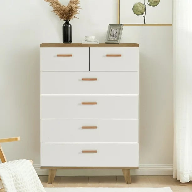 SESSLIFE 4 Drawer Chest, Wood Storage Dresser Cabinet, Craft Storage Organization, Makeup Drawer Unit for Closet, Bedroom, Office, White