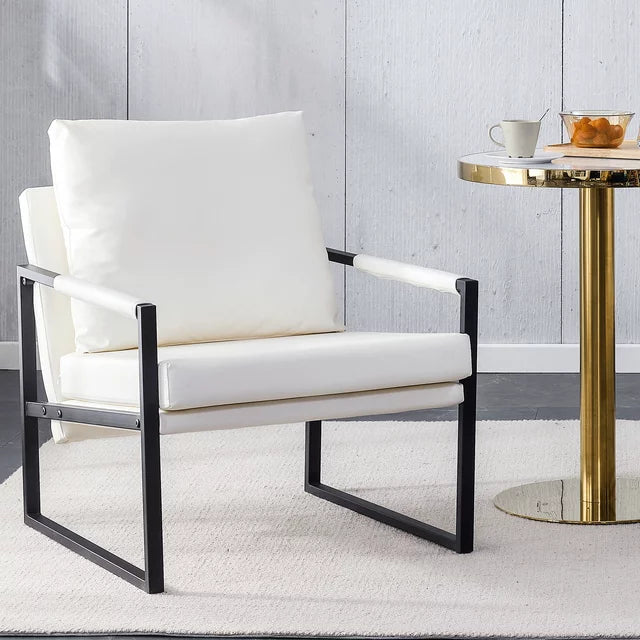 SESSLIFE Accent Chair, Leisure Single Sofa with Metal Feet, Beige Accent Chair for Bedroom, Living Room, Modern Comfy Reading Chair