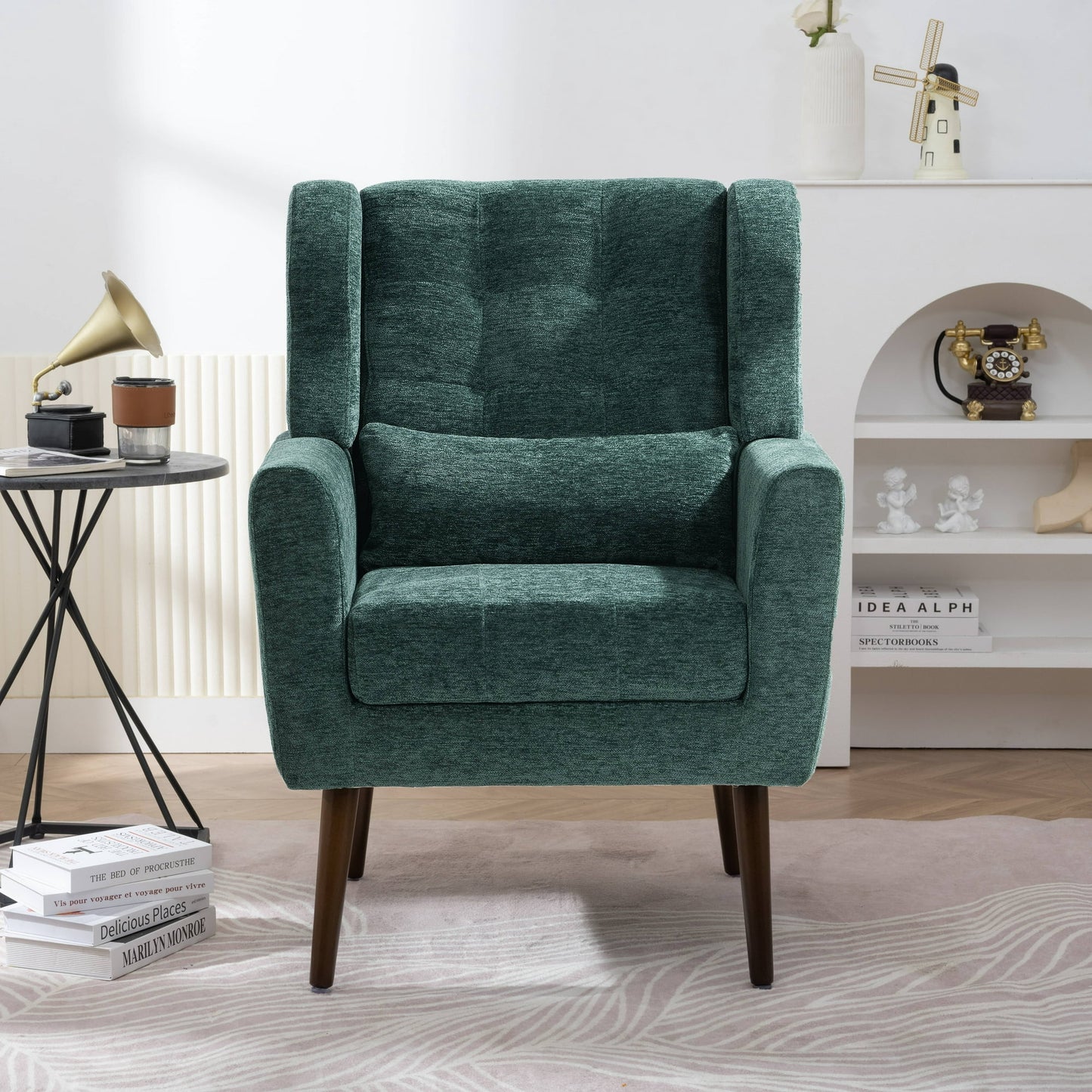 SESSLIFE Accent Chair, Midcentury Modern Living Room Chairs, Upholstered Sofa Armchair for Reading,Lounging, Living Room Bedroom Apartment(Avocado)
