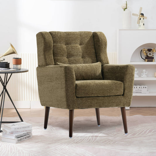 SESSLIFE Accent Chair, Midcentury Modern Living Room Chairs, Upholstered Sofa Armchair for Reading,Lounging, Living Room Bedroom Apartment(Avocado)