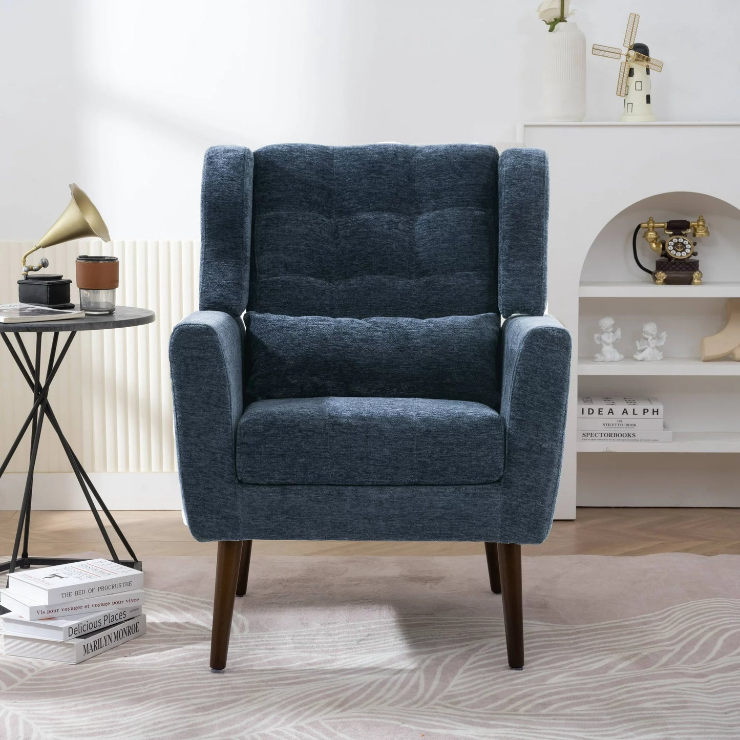 SESSLIFE Accent Chair, Midcentury Modern Living Room Chairs, Upholstered Sofa Armchair for Reading,Lounging, Living Room Bedroom Apartment(Avocado)